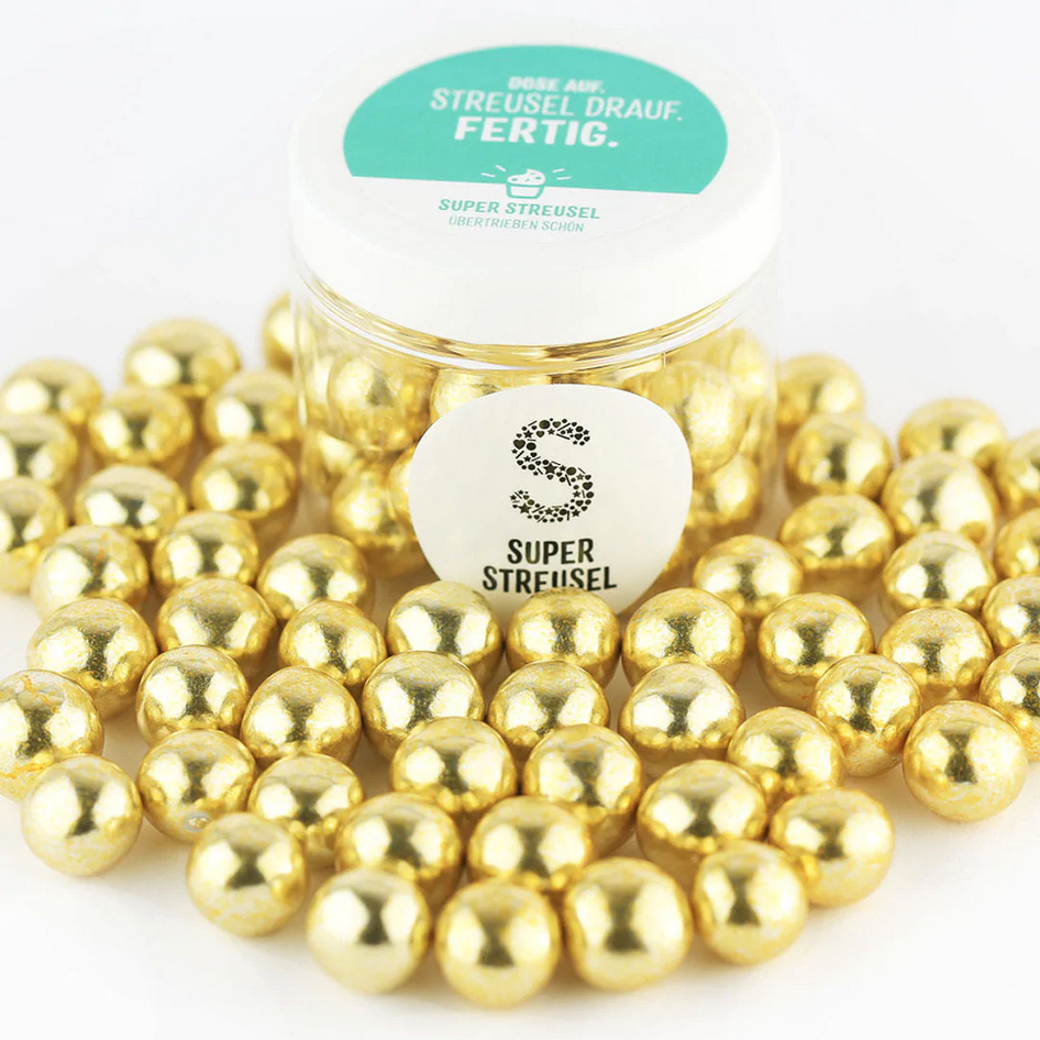 Čokoládové perly XL 130g zlaté Super Streusel