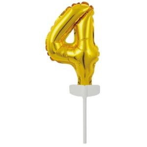 Fóliový balónek zlatý mini - zápich do dortu číslo 4 Amscan