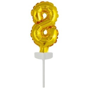 Fóliový balónek zlatý mini - zápich do dortu číslo 8 Amscan