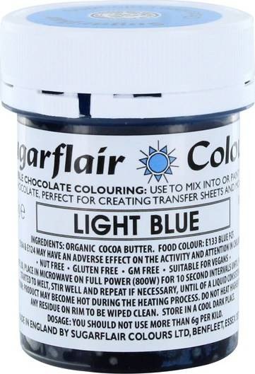 Barva do čokolády na bázi kakaového másla Sugarflair Light Blue (35 g) Sugarflair