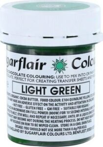 Barva do čokolády na bázi kakaového másla Sugarflair Light Green (35 g) Sugarflair