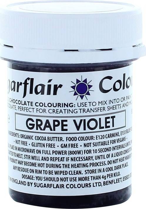 Barva do čokolády na bázi kakaového másla Sugarflair Grape Violet (35 g) Sugarflair