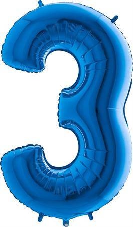 Nafukovací balónek číslo 3 modrý 102cm extra velký Grabo