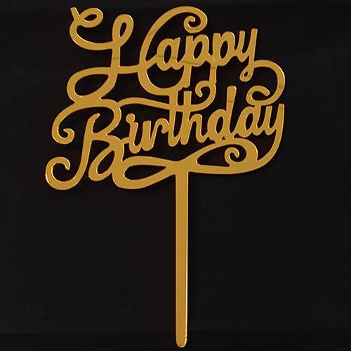 Zápich na dort šťastné narozeniny - psací písmo zlaté Tasty Me