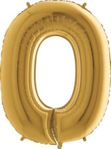 Nafukovací balónek číslo 0 zlatý 102cm extra velký Grabo