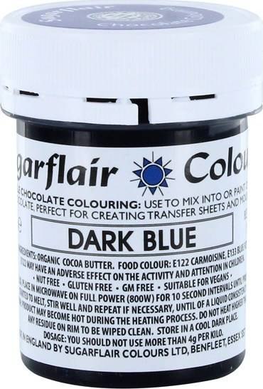 Barva do čokolády na bázi kakaového másla Sugarflair Dark Blue (35 g) Sugarflair