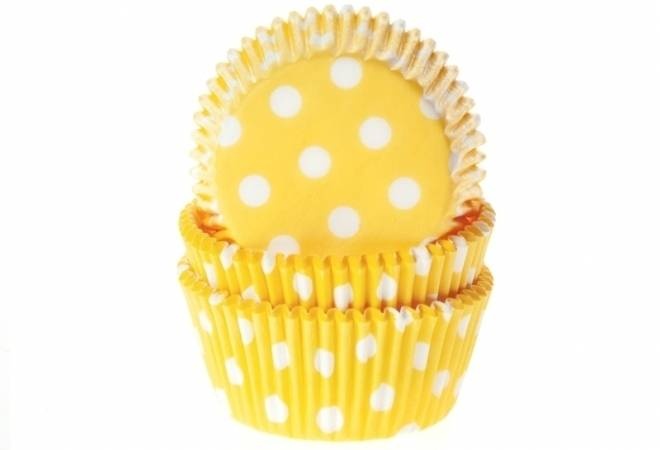 Košíčky na muffiny 50ks žluté s puntíky House of Marie