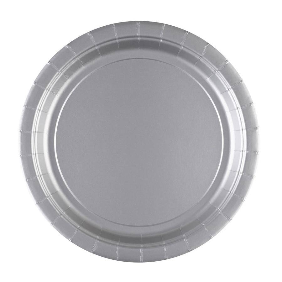 Papírový talíř 8ks stříbrný 22