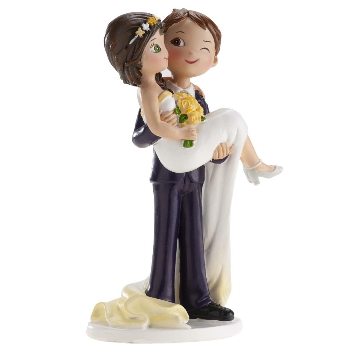 Svatební figurka na dort - ženich nese nevěstu v náručí 16cm Dekora