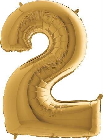 Nafukovací balónek číslo 2 zlatý 102cm extra velký Grabo