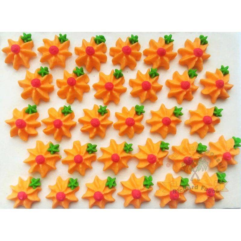 Cukrové květy oranžové na platíčku 30ks Fagos