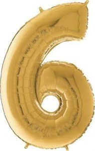 Nafukovací balónek číslo 6 zlatý 66cm Grabo