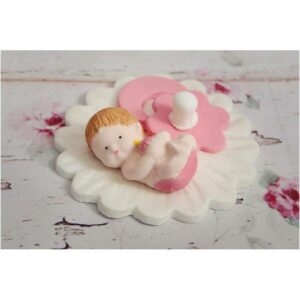 Cukrová figurka miminko růžové s dudlíkem K Decor