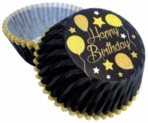 Košíčky na muffiny šťastné narozeniny černý (50 ks) Alvarak