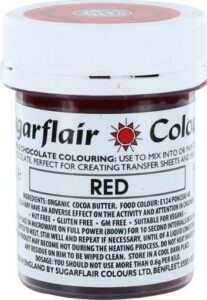 Barva do čokolády na bázi kakaového másla Sugarflair Red (35 g) Sugarflair
