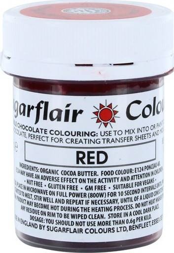 Barva do čokolády na bázi kakaového másla Sugarflair Red (35 g) Sugarflair