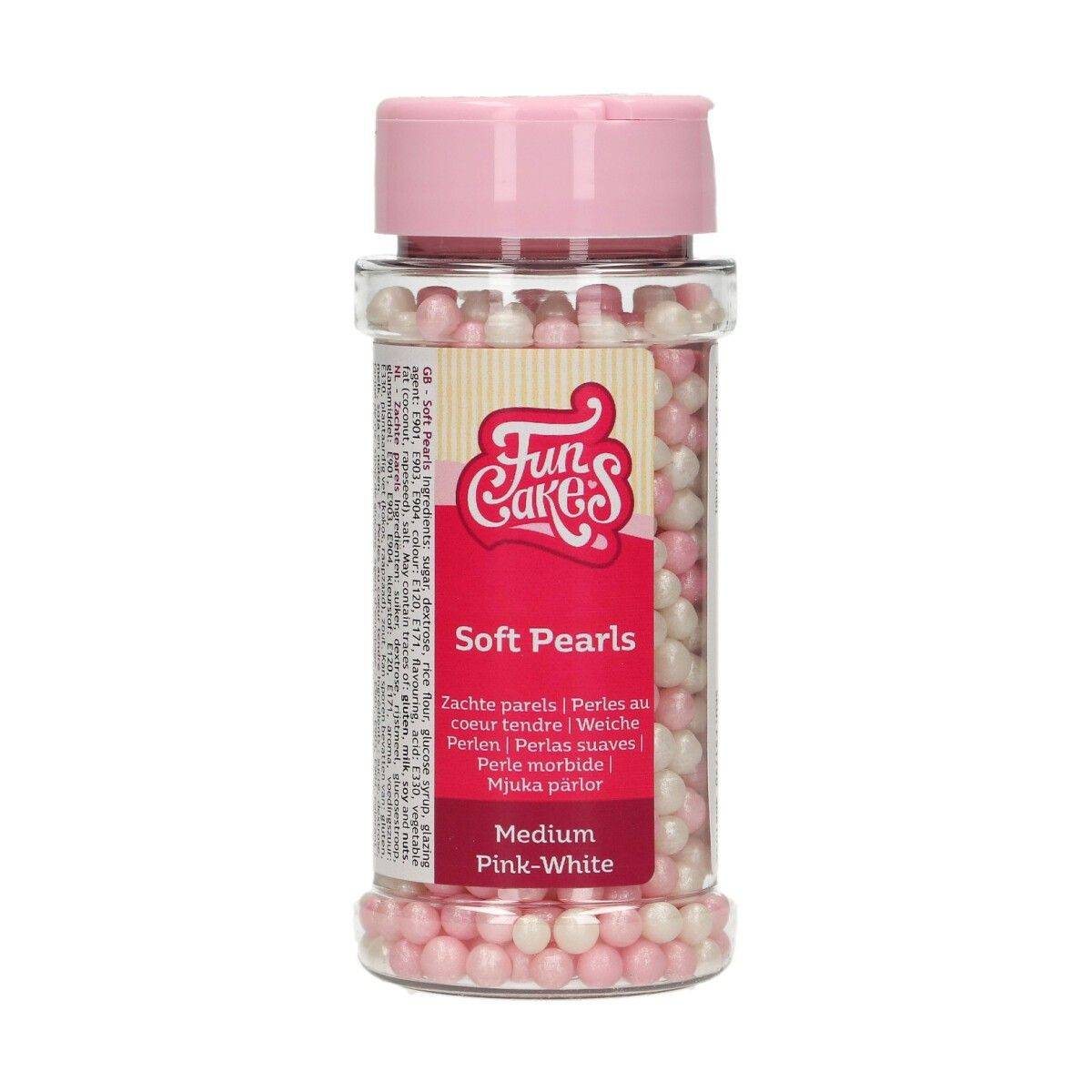 Cukrové dekorace bílo-růžové perly 60g FunCakes