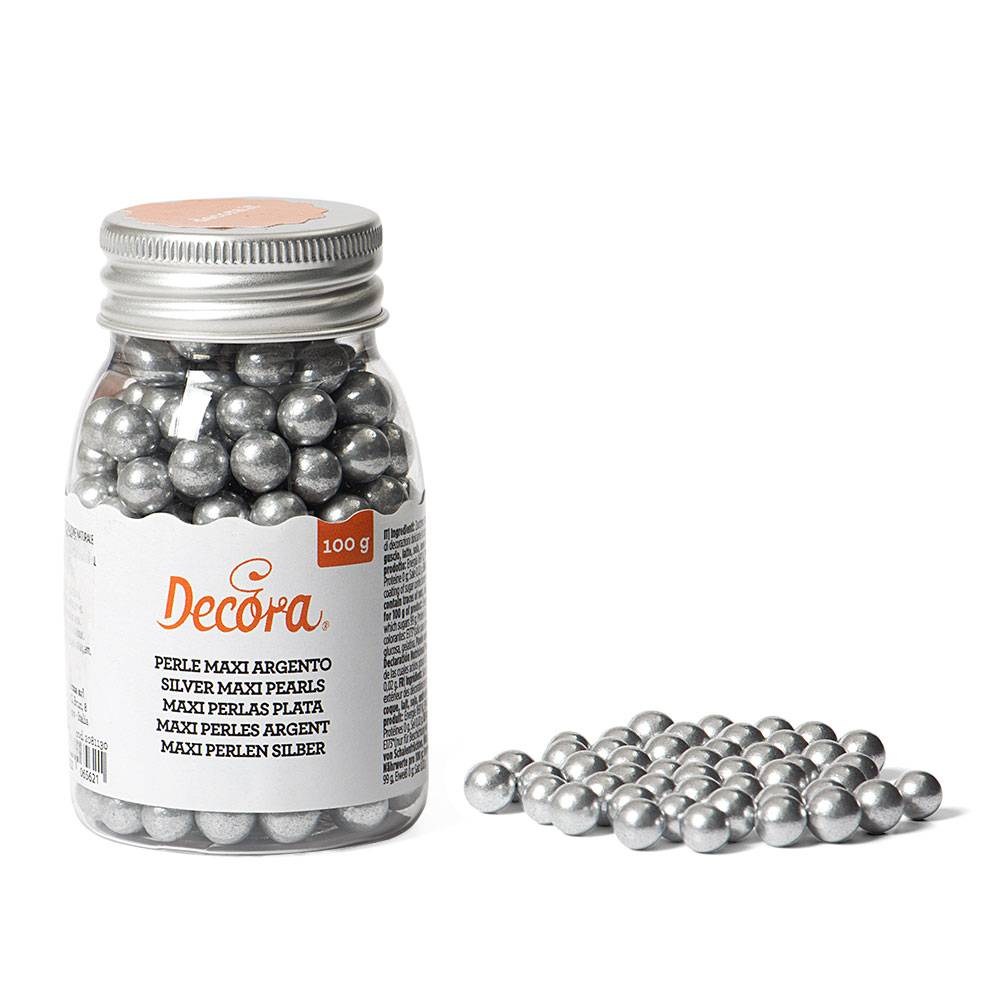 Cukrové zdobení stříbrné perly 100g Decora