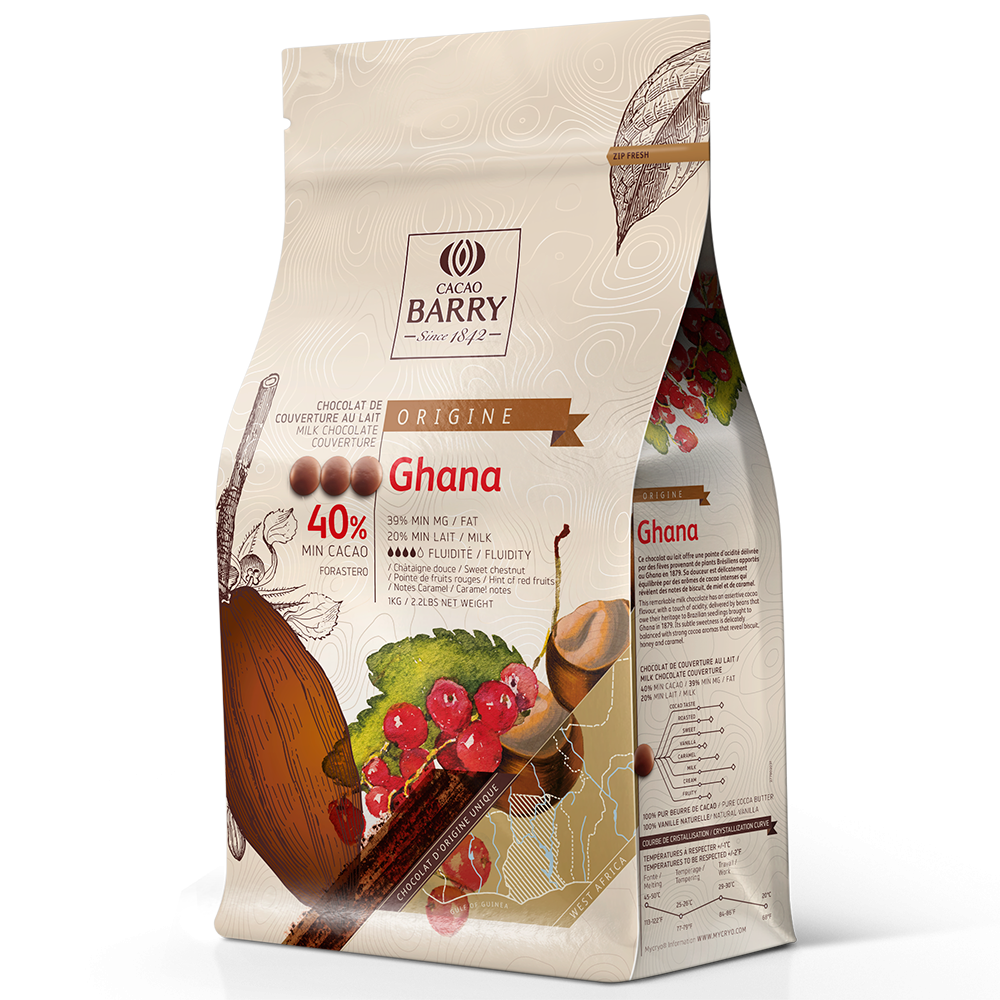 Cacao Barry Origin čokoláda Ghana mléčná 40% 1kg CACAO BARRY