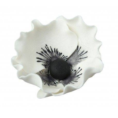 Cukrová dekorace květ vlčí mák 6ks8cm bílý květ Dekor Pol