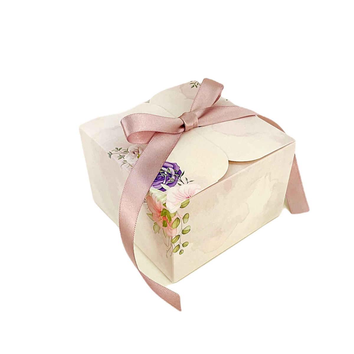Svatební krabička na výslužku květy 110 × 110 × 70 mm 8ks Goldpress