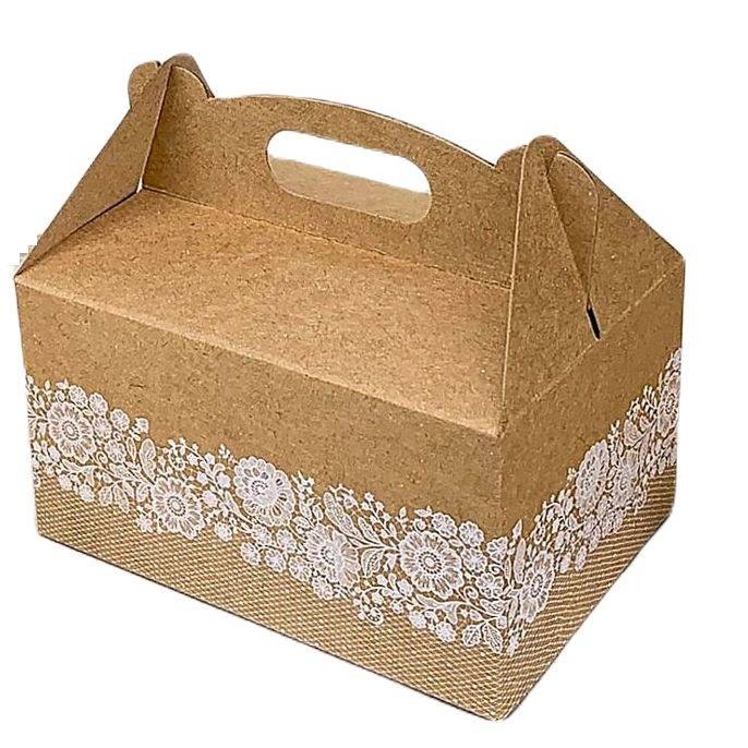 Svatební krabička na výslužku s krajkou 130 × 90 × 70 mm 8ks Goldpress