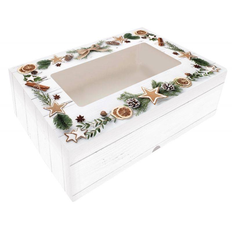 Krabička na cukroví skládací s okénkem 22x15x5cm  1ks vánoční dekorace Alvarak